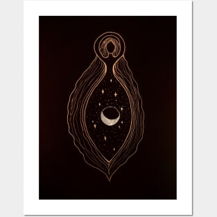 Mother goddess cosmic eye of Shiva Shakti with crescent moon Posters and Art